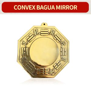 Feng Shui Brass Bagua Mirror Pendant – Yin Yang Tai Chi Convex/Concave Mirror for Protection and Home Decoration - Convex Mirror, 11.7 cm diagonal