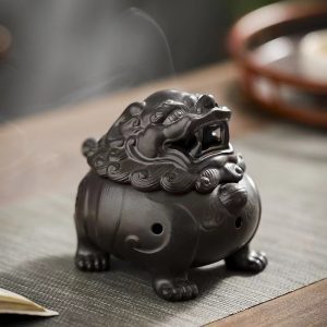 Ceramic Suanni Coil Incense Burner with Golden Toad – Feng Shui Aromatherapy & Home Decor Ornament