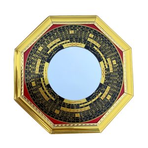 Golden-Edged Luo Pan Ba Gua Mirror – Convex & Concave Feng Shui Glass Mirror for Protection and Energy Adjustment