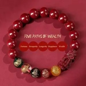 High-Content Cinnabar Pixiu Bracelet – Genuine Feng Shui Beaded Wealth Bracelet for Men & Women