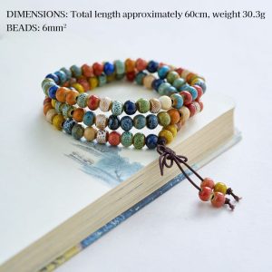 Women’s Ceramic Beaded Bracelet – Multi-Color Three-Layer Fashion Jewelry Gift for Girlfriend or Best Friend